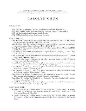 Carolyn Chun CV - Department of Mathematics - Louisiana State ...