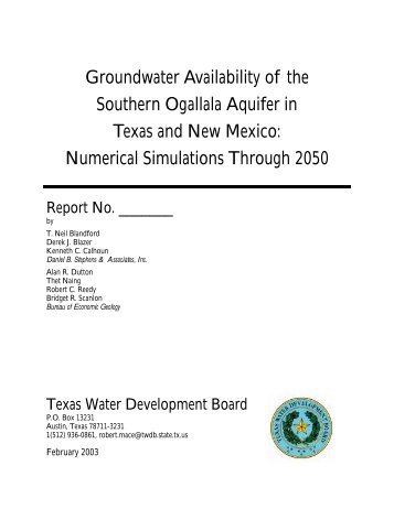 Table of Contents - Texas Water Development Board