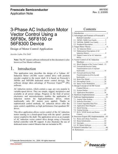 3-Phase AC Induction Motor Vector Control Using a - Freescale