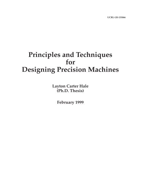 Principles and Techniques for Designing Precision Machines Layton