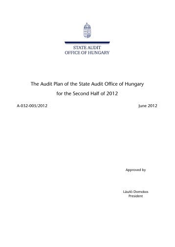 Audit Plan for the Second Half of 2012