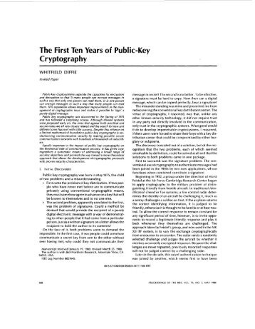 The first ten years of public-key cryptography - University of Virginia