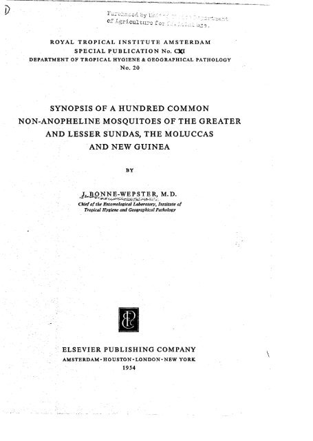 Synopsis of a hundred common non-anopheline mosquitoes of the ...