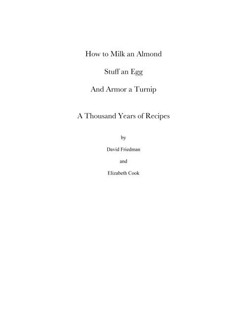 How to Milk an Almond Stuff an Egg And Armor a Turnip A ...