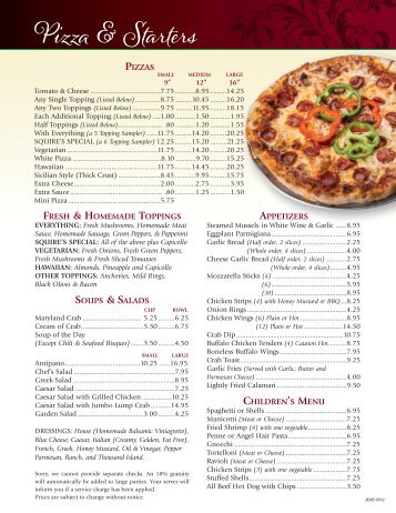 Menu - Squire's Italian Restaurant and Catering