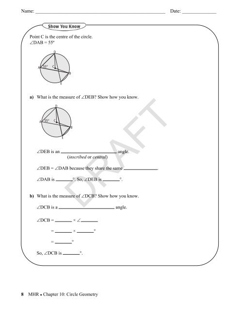 Chapter 10: Circle Geometry - McGraw-Hill Ryerson