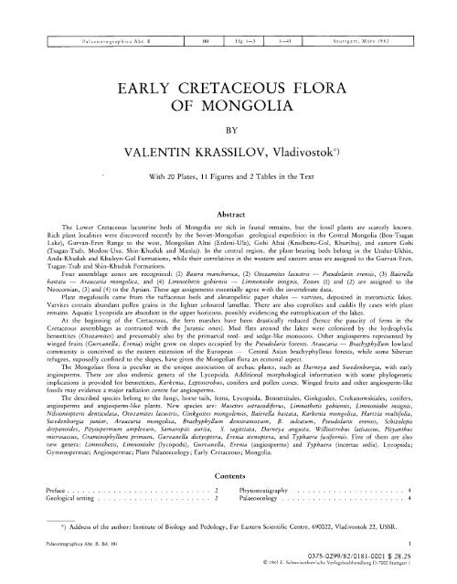 EARLY CRETACEOUS FLORA OF MONGOLIA