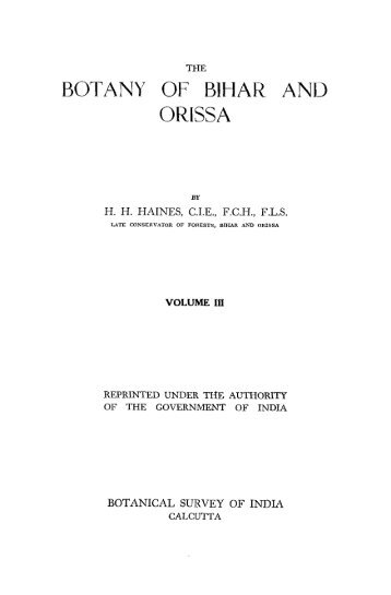 BOTANY OF BIHAR AND ORISSA