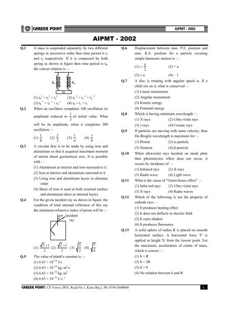 Pre Paper English - Career Point