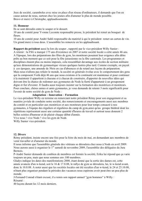 Assemblée générale ordinaire de la FSG Nods Le vendredi 07 mars ...