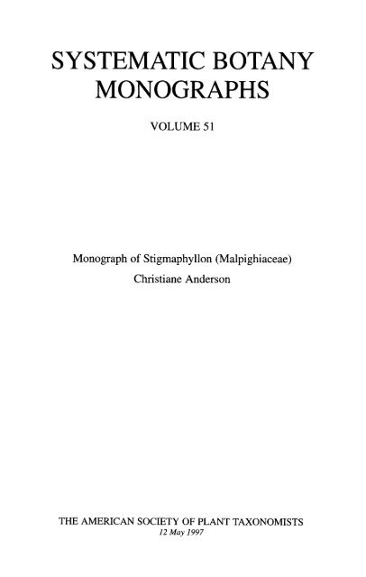 Monograph of Stigmaphyllon (Malpighiaceae) - University of ...
