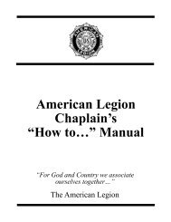 American Legion Chaplain's “How to…” Manual