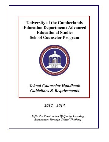 School Counseling Handbook - University of the Cumberlands