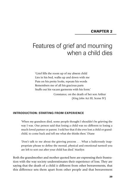Features of grief and mourning when a child dies - Radcliffe Health