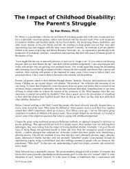 The Impact of Childhood Disability: The Parent's Struggle - PENT