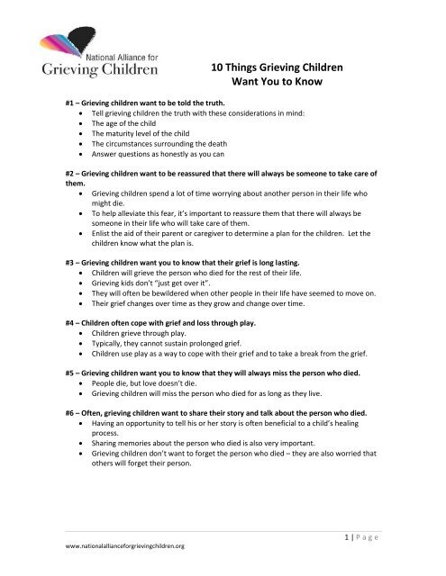 10 Things Grieving Children Want You To Know