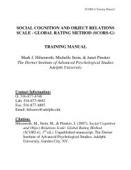SOCIAL COGNITION AND OBJECT RELATIONS SCALE - American ...