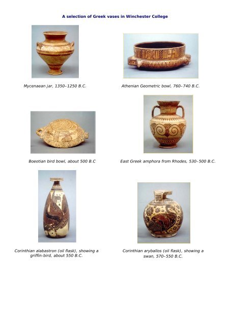 Greek vases - Winchester College