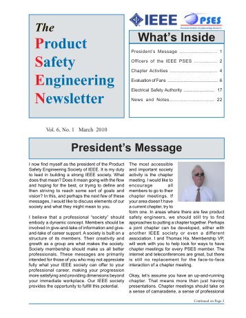 Product Safety Engineering Newsletter - IEEE Entity Web Hosting