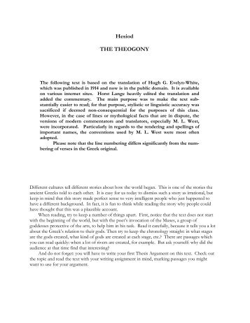 Hesiod: THE THEOGONY