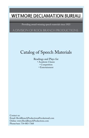 Wetmore Declamation Bureau Catalog of Speech Materials