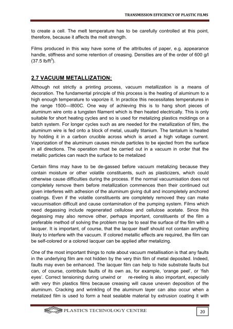 Transmission Efficiency of plastic Films Part 1