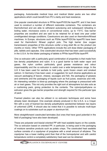 Transmission Efficiency of plastic Films Part 1