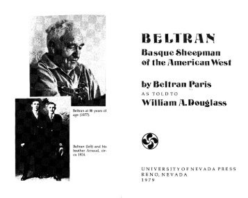 BELTRAN Basque Sheepman of the American West tran Paris