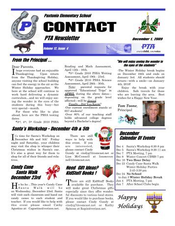 Dec 09 Contact - Paxtonia Elementary PTA