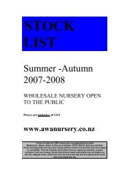 STOCK LIST - Awa Nursery