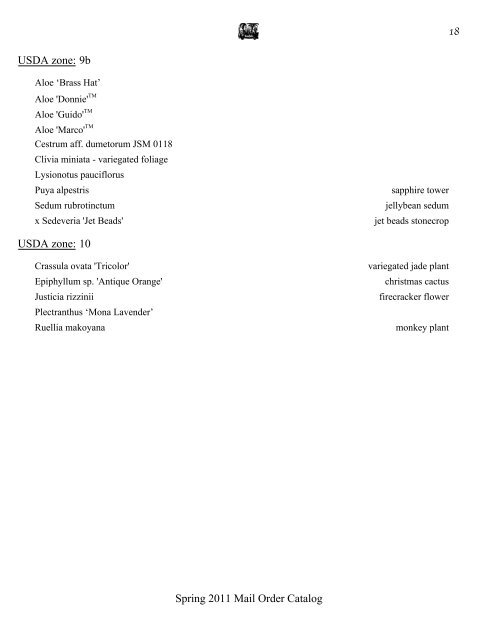 Spring 2011 Mail Order Catalog - Cistus Nursery