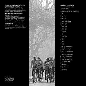 TABLE OF CONTENTS - Felt Bicycles