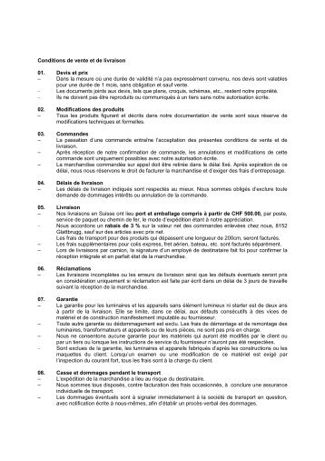 Conditions de vente et de livraison 01. Devis et prix – Dans la ...