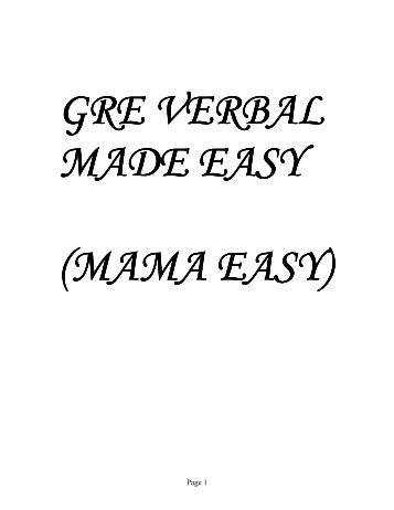 GRE Verbal Mama Easy