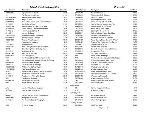 Island Woodcraft Supplies Price List - woodcarvingsupplies.com