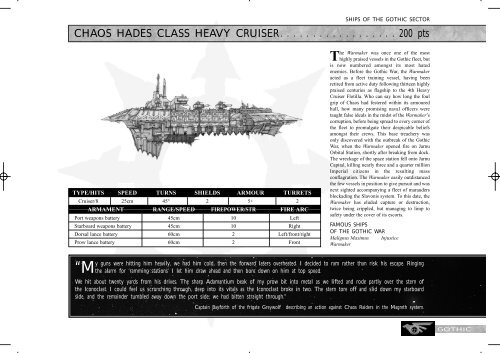 SHIPS OF THE GOTHIC SECTOR