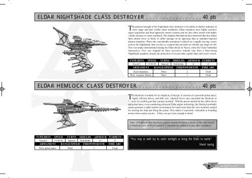 SHIPS OF THE GOTHIC SECTOR