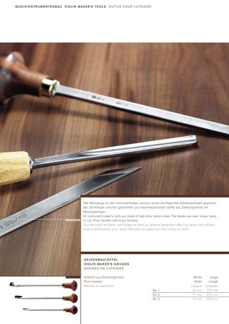 For your passion Woodcarving tools made in Switzerland