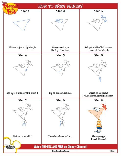 HOW TO DRAW PHINEAS - Disney