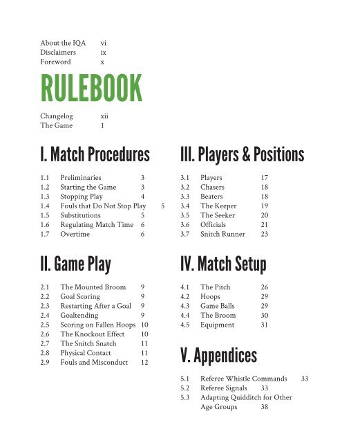 IQA Rulebook - International Quidditch Association