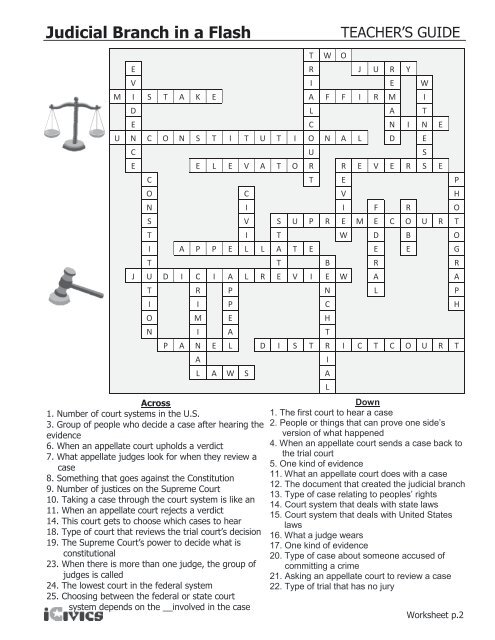 Judicial Branch In A Flash Crossword Puzzle Answer Key ...