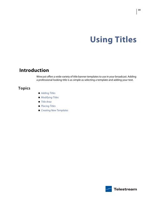 Wirecast User guide PDF - Telestream