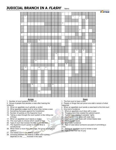 Answer Key Judicial Branch In A Flash Crossword Answers ...