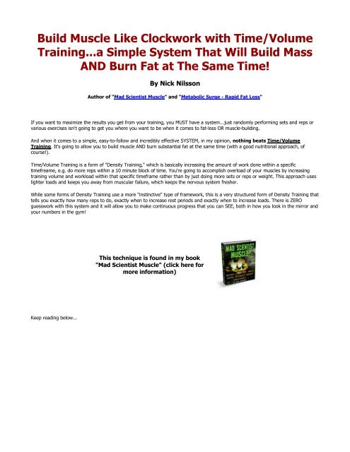 Build Muscle Like Clockwork with Time/Volume Training...a Simple ...