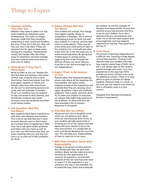 Parent Resource Guide (PDF) - Emerson College