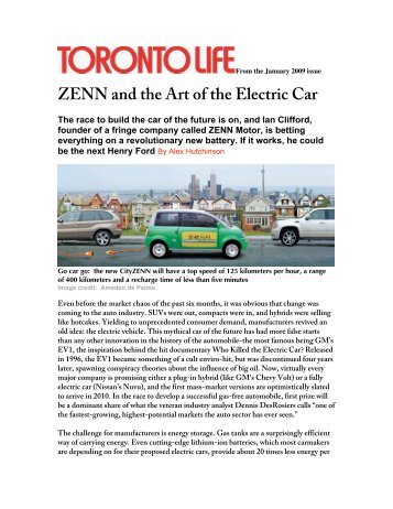 ZENN and the Art of the Electric Car - ZENN Motor Company