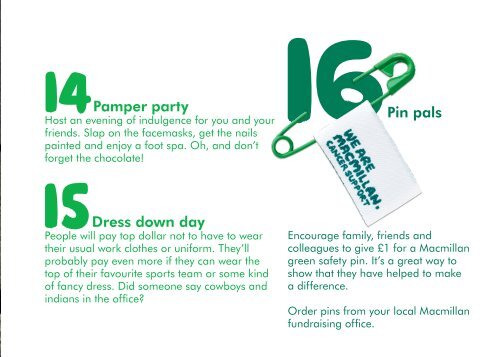 The little green book of fundraising ideas - Macmillan Cancer Support
