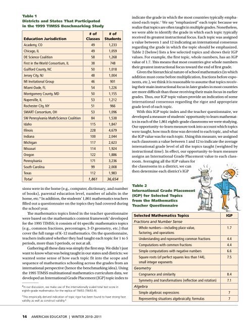 American Educator, Winter 2010-11, Vol. 34, No. 4, AFT