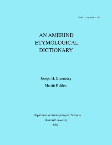 Amerind Etymological Dictionary - Merritt Ruhlen