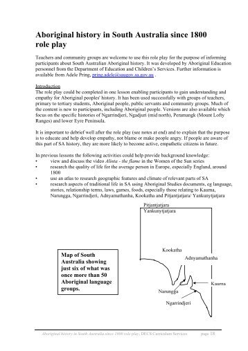 Aboriginal history in South Australia since 1800 role play
